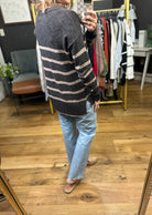 Better Than Most Striped Knit Top - Charcoal-Be Cool-Anna Kaytes Boutique, Women's Fashion Boutique in Grinnell, Iowa