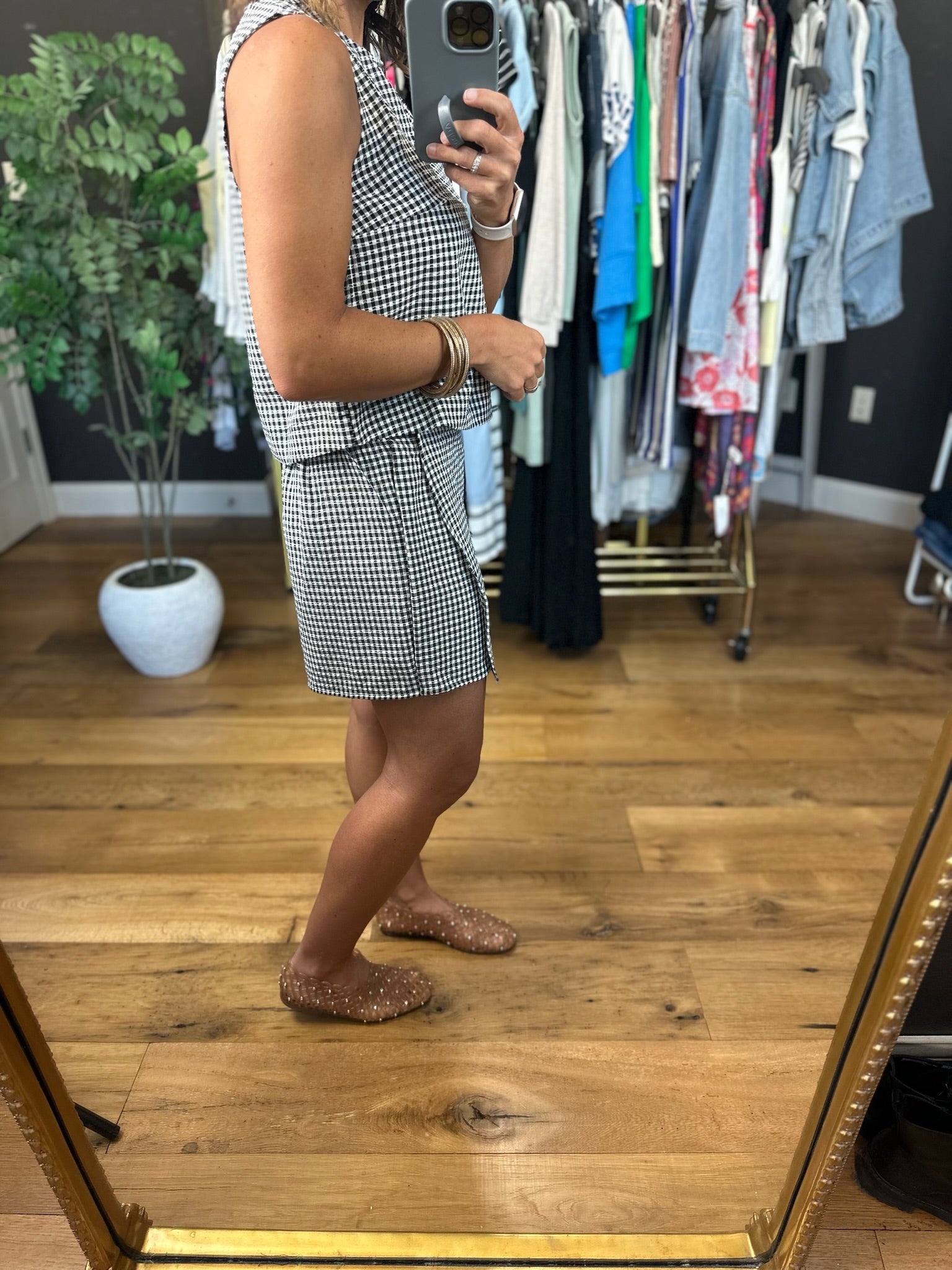 Knew All Along Gingham 2-Piece Skort Set-Sleeveless-Double Zero-Anna Kaytes Boutique, Women's Fashion Boutique in Grinnell, Iowa