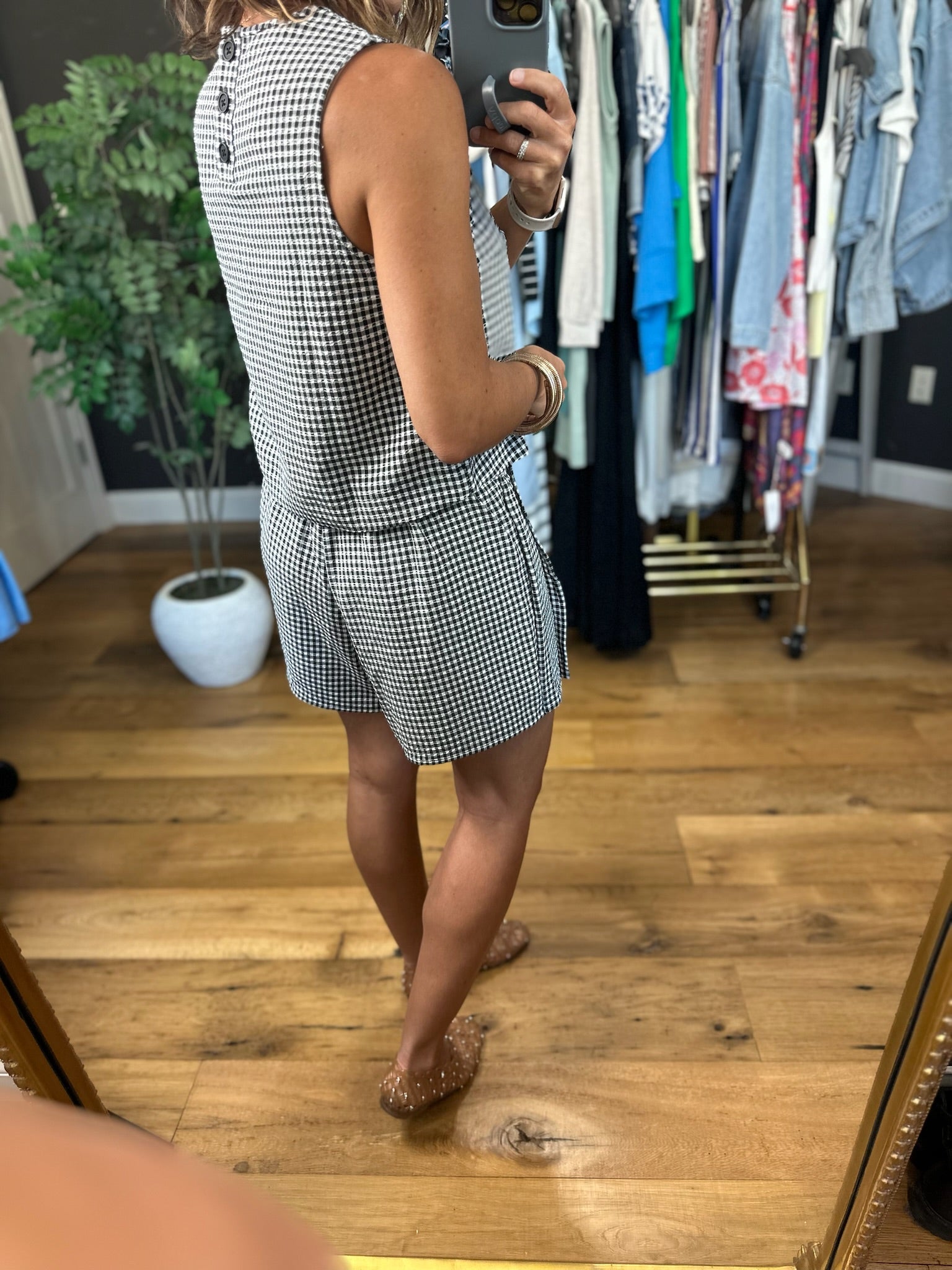 Knew All Along Gingham 2-Piece Skort Set-Sleeveless-Double Zero-Anna Kaytes Boutique, Women's Fashion Boutique in Grinnell, Iowa