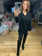 My Attention Rhinestone-Detail Knit Sweater-Sweaters-Vine & Love-Anna Kaytes Boutique, Women's Fashion Boutique in Grinnell, Iowa