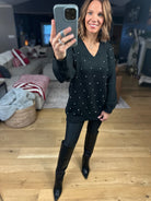 My Attention Rhinestone-Detail Knit Sweater-Sweaters-Vine & Love-Anna Kaytes Boutique, Women's Fashion Boutique in Grinnell, Iowa