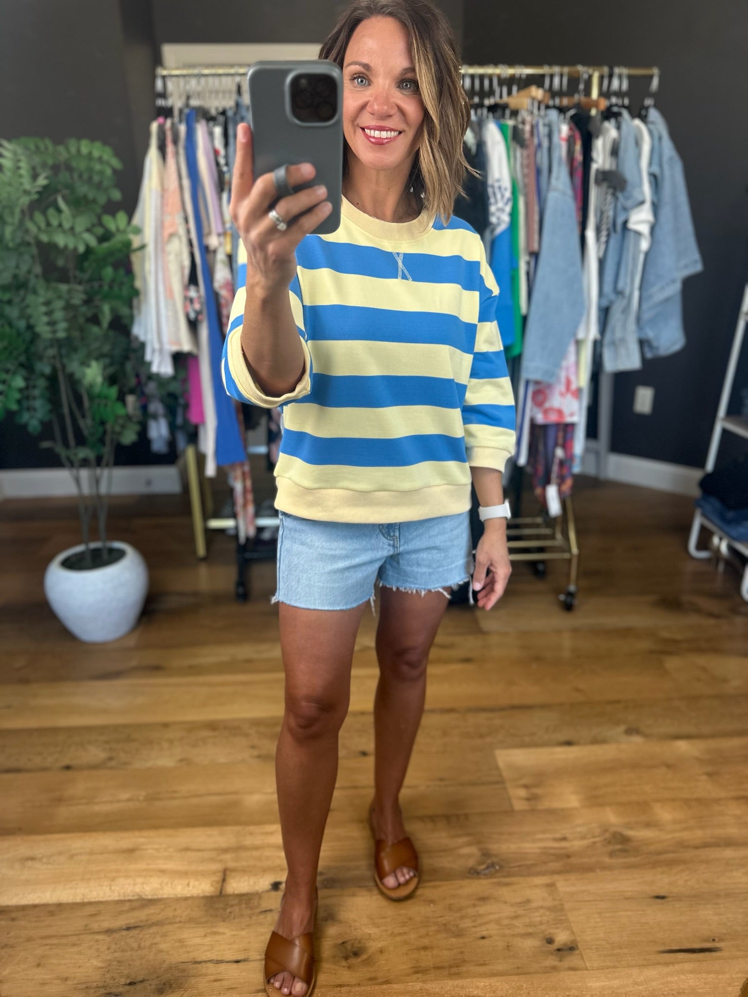 Nights of Summer Striped Crew-Sweaters-Jodifl-Anna Kaytes Boutique, Women's Fashion Boutique in Grinnell, Iowa