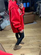 Merry Mock-Neck Sweatshirt - Red-Sweaters-Bucketlist-Anna Kaytes Boutique, Women's Fashion Boutique in Grinnell, Iowa