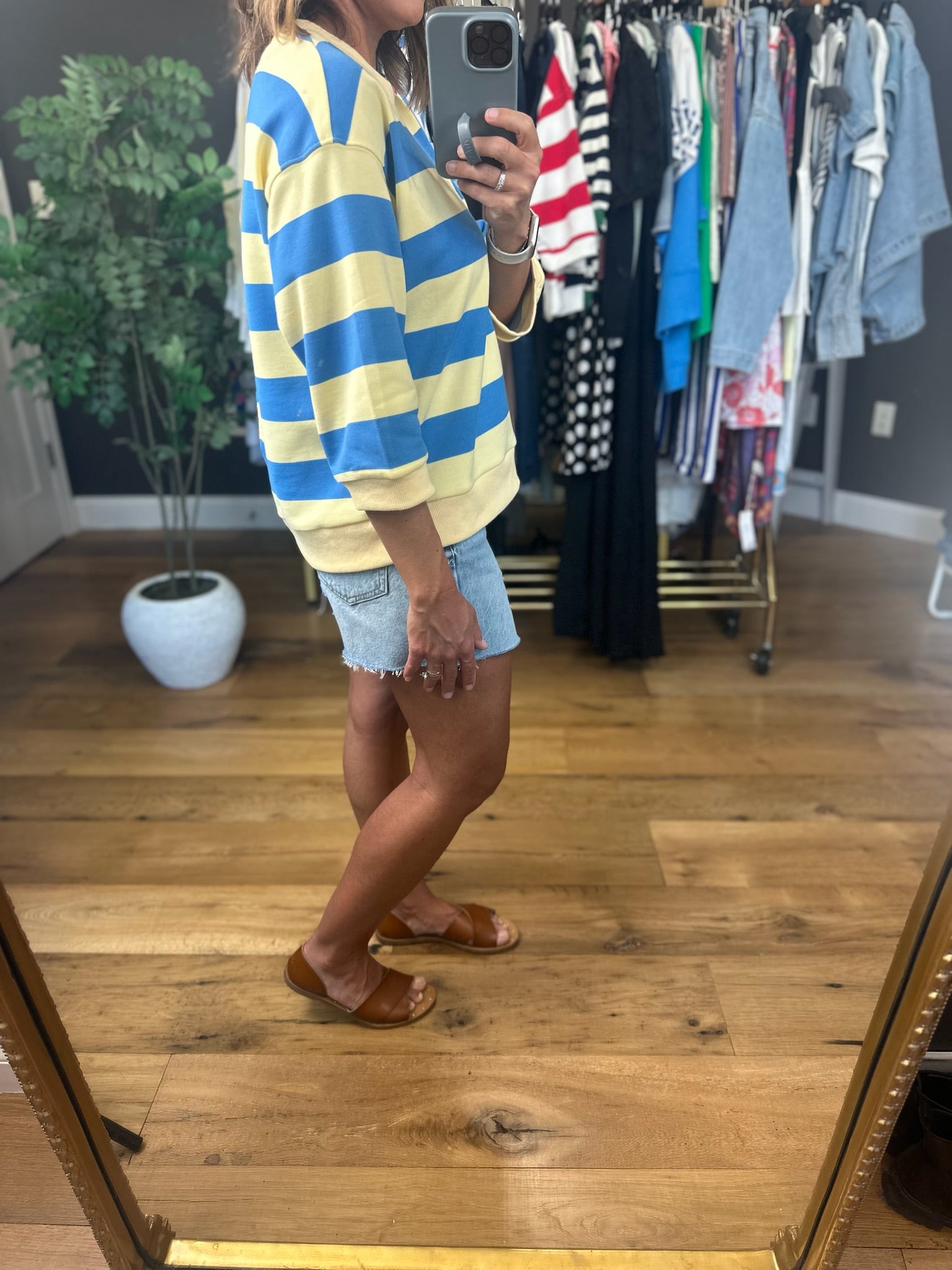 Nights of Summer Striped Crew-Sweaters-Jodifl-Anna Kaytes Boutique, Women's Fashion Boutique in Grinnell, Iowa