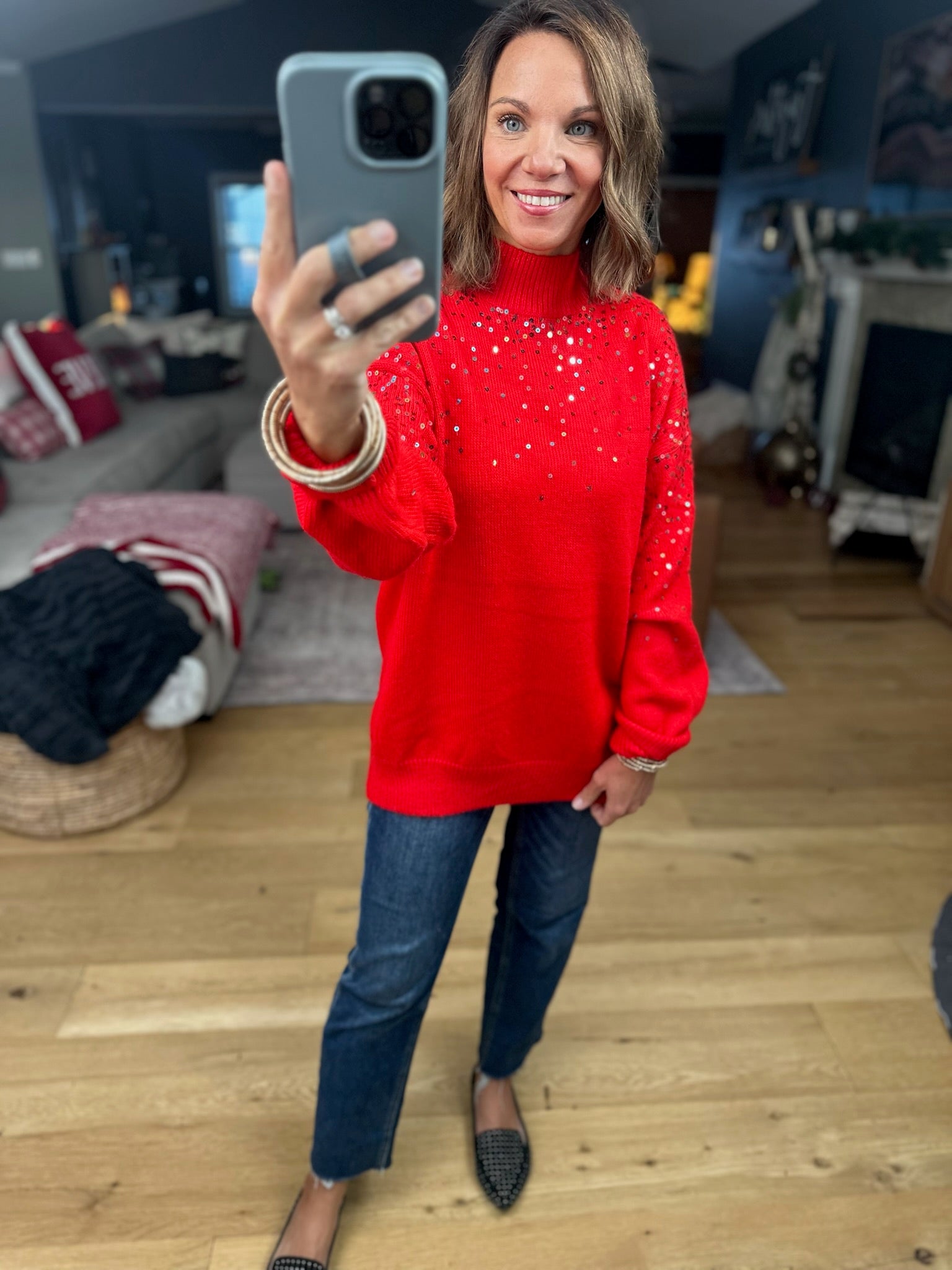 **Sprinkle Of Sequin Turtle-Neck Sweater-Vine & Love-Anna Kaytes Boutique, Women's Fashion Boutique in Grinnell, Iowa