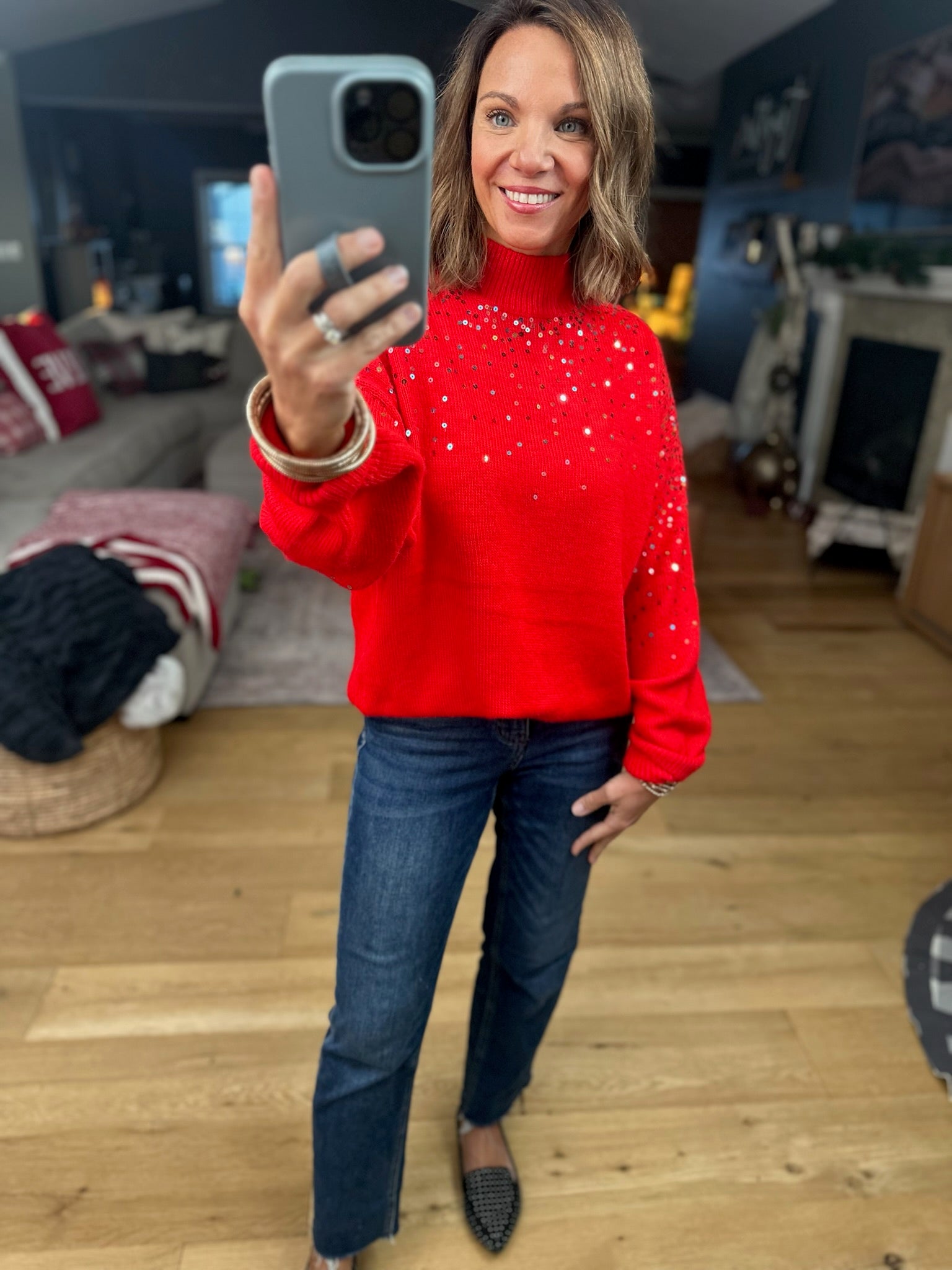 **Sprinkle Of Sequin Turtle-Neck Sweater-Vine & Love-Anna Kaytes Boutique, Women's Fashion Boutique in Grinnell, Iowa