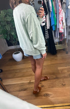 Reach The Point Washed Crew-Sweaters-JOA-Anna Kaytes Boutique, Women's Fashion Boutique in Grinnell, Iowa