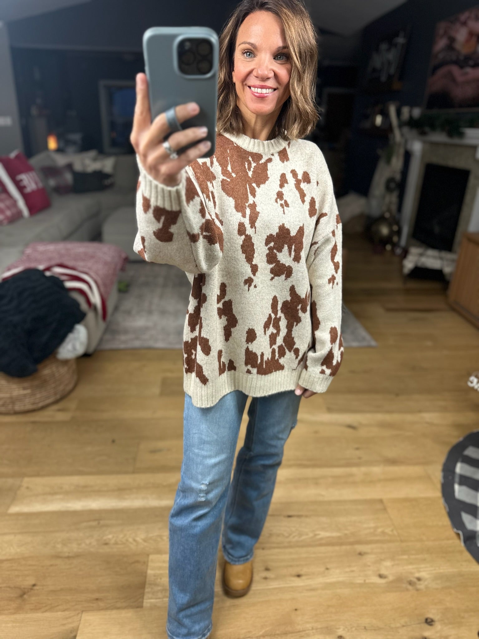 Spotted By You Printed Sweater-Sweaters-By Together-Anna Kaytes Boutique, Women's Fashion Boutique in Grinnell, Iowa