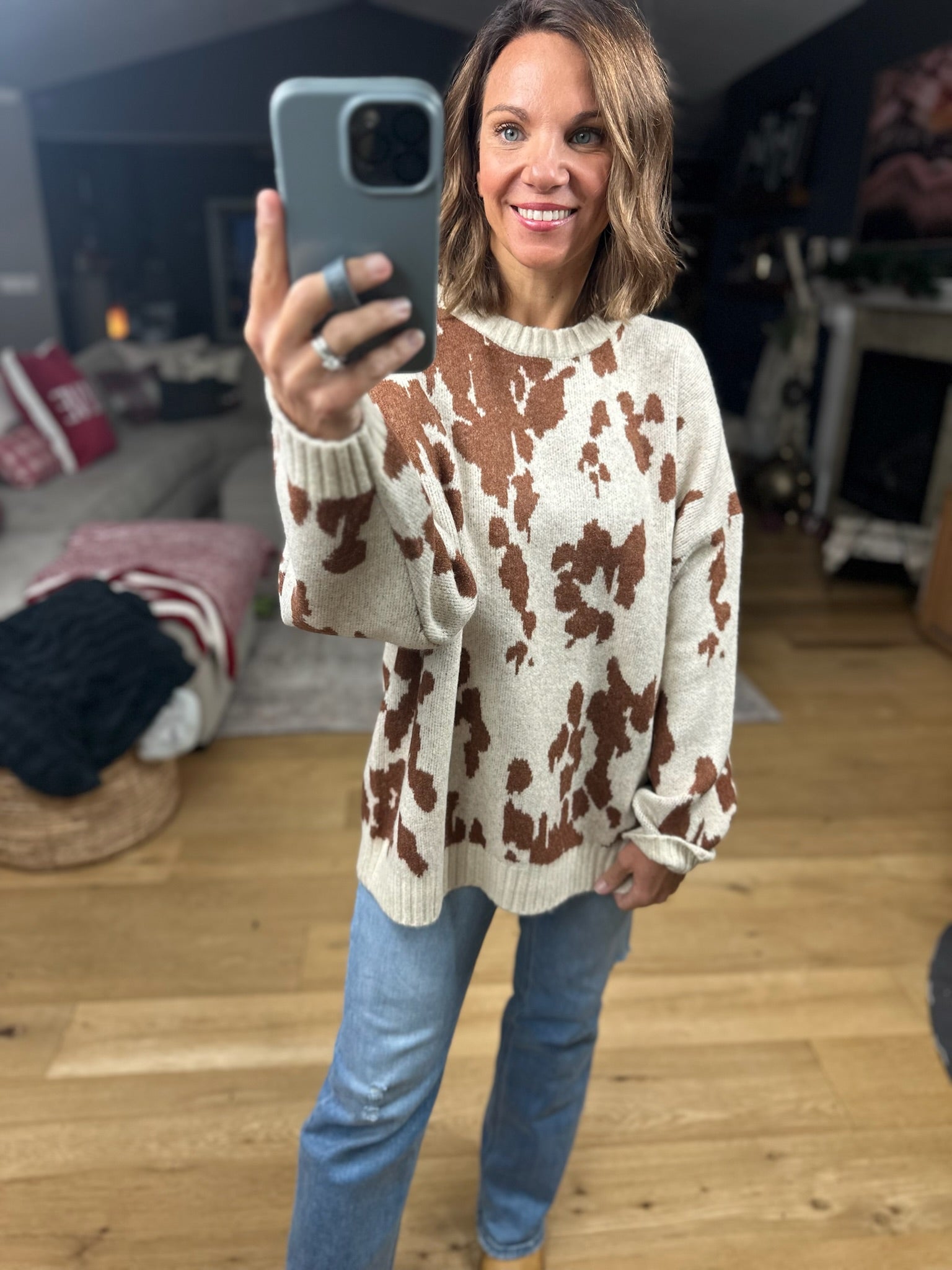 Spotted By You Printed Sweater-Sweaters-By Together-Anna Kaytes Boutique, Women's Fashion Boutique in Grinnell, Iowa
