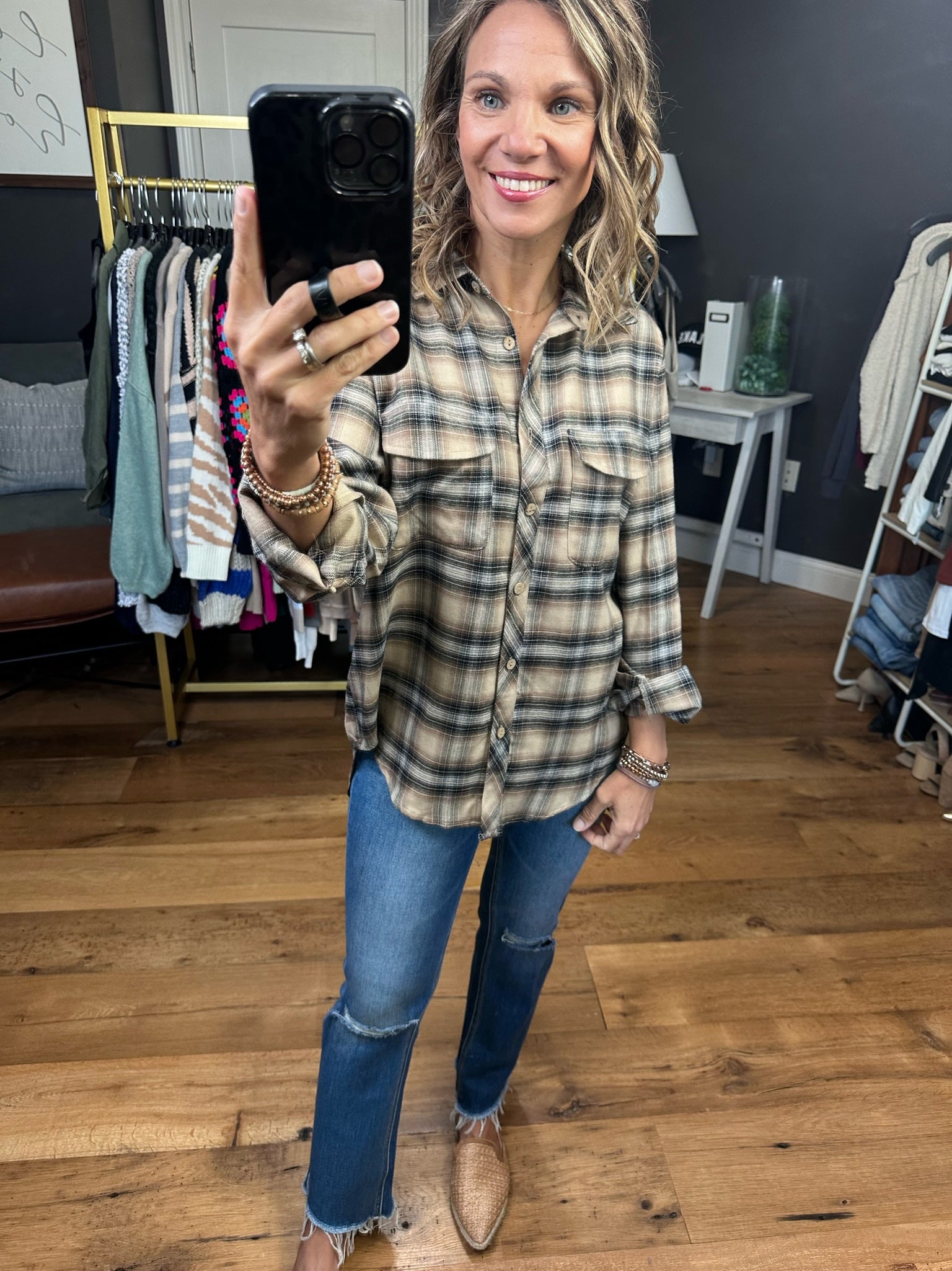 Never Been Better Plaid Button-Down Top - Multiple Options