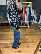 In The Past Bow Print Sweater - Black-Entro-Anna Kaytes Boutique, Women's Fashion Boutique in Grinnell, Iowa