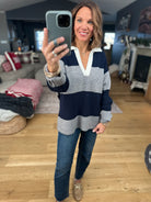 Coming Through Ribbed Sweater - Navy/Grey-Sweaters-Dress Forum-Anna Kaytes Boutique, Women's Fashion Boutique in Grinnell, Iowa