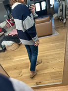 Coming Through Ribbed Sweater - Navy/Grey-Sweaters-Dress Forum-Anna Kaytes Boutique, Women's Fashion Boutique in Grinnell, Iowa
