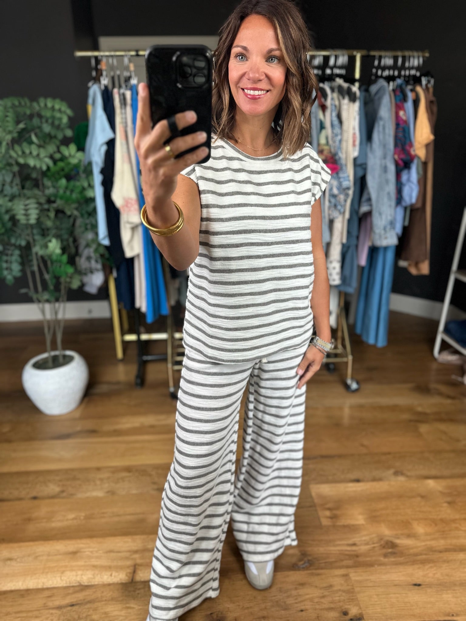 Living In Comfort Striped Two-Piece Set-Two Piece Set-Blu Pepper-Anna Kaytes Boutique, Women's Fashion Boutique in Grinnell, Iowa