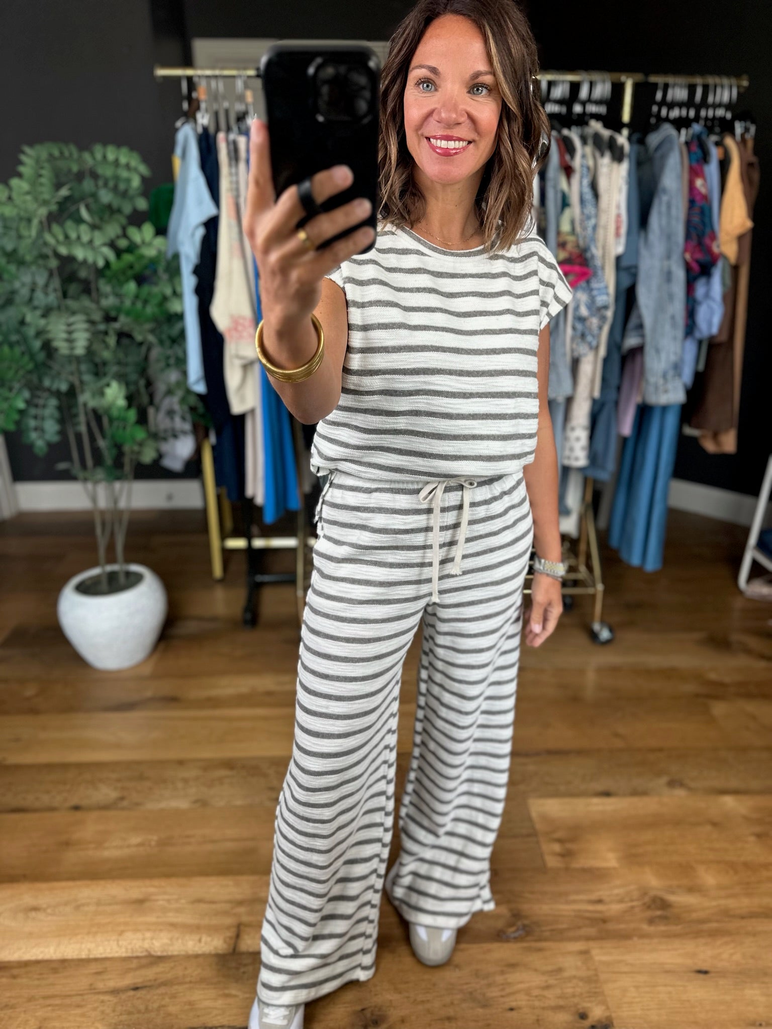 Living In Comfort Striped Two-Piece Set-Two Piece Set-Blu Pepper-Anna Kaytes Boutique, Women's Fashion Boutique in Grinnell, Iowa