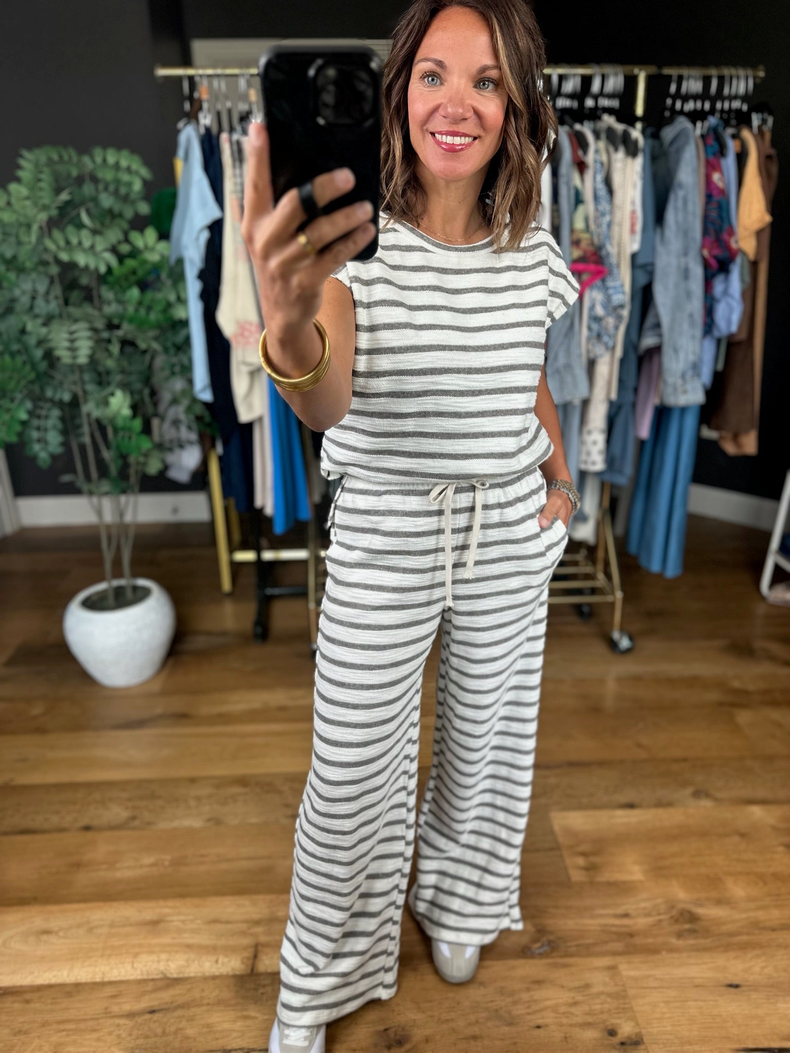 Living In Comfort Striped Two-Piece Set-Two Piece Set-Blu Pepper-Anna Kaytes Boutique, Women's Fashion Boutique in Grinnell, Iowa