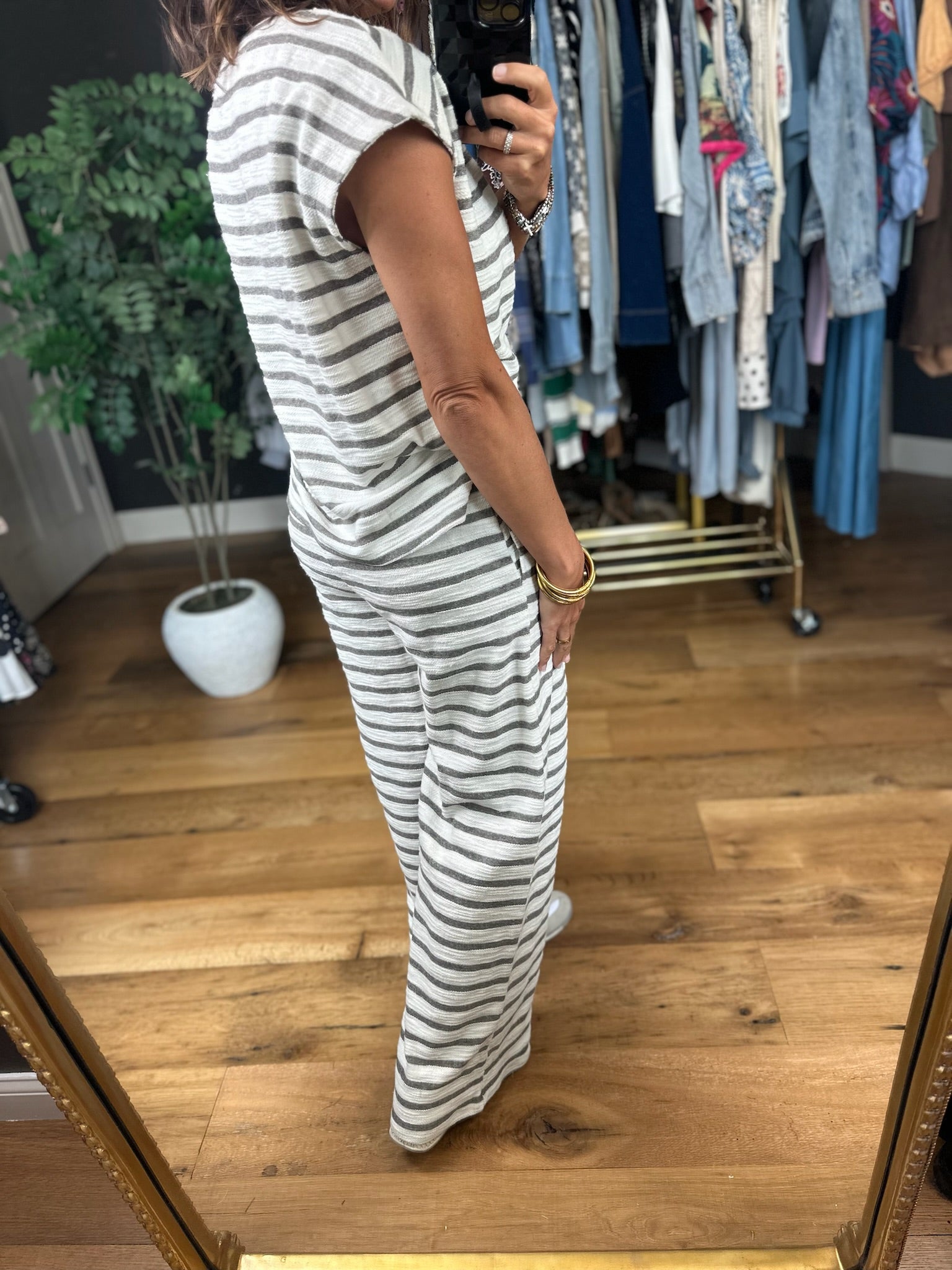 Living In Comfort Striped Two-Piece Set-Two Piece Set-Blu Pepper-Anna Kaytes Boutique, Women's Fashion Boutique in Grinnell, Iowa