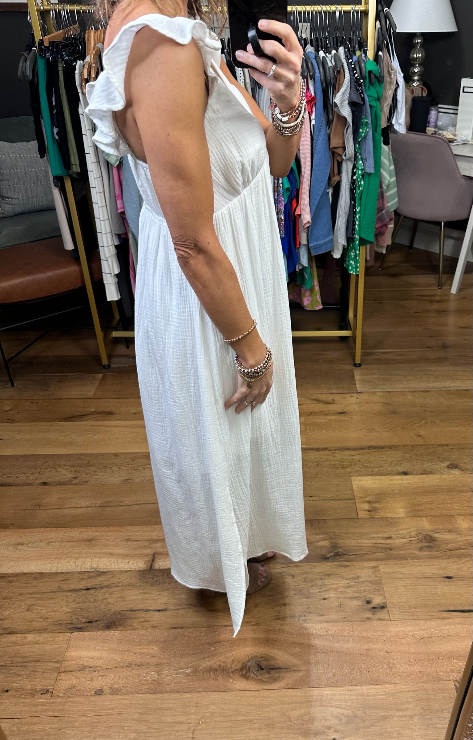 Beachside Flowy Dress - White-Dresses-Wishlist-Anna Kaytes Boutique, Women's Fashion Boutique in Grinnell, Iowa