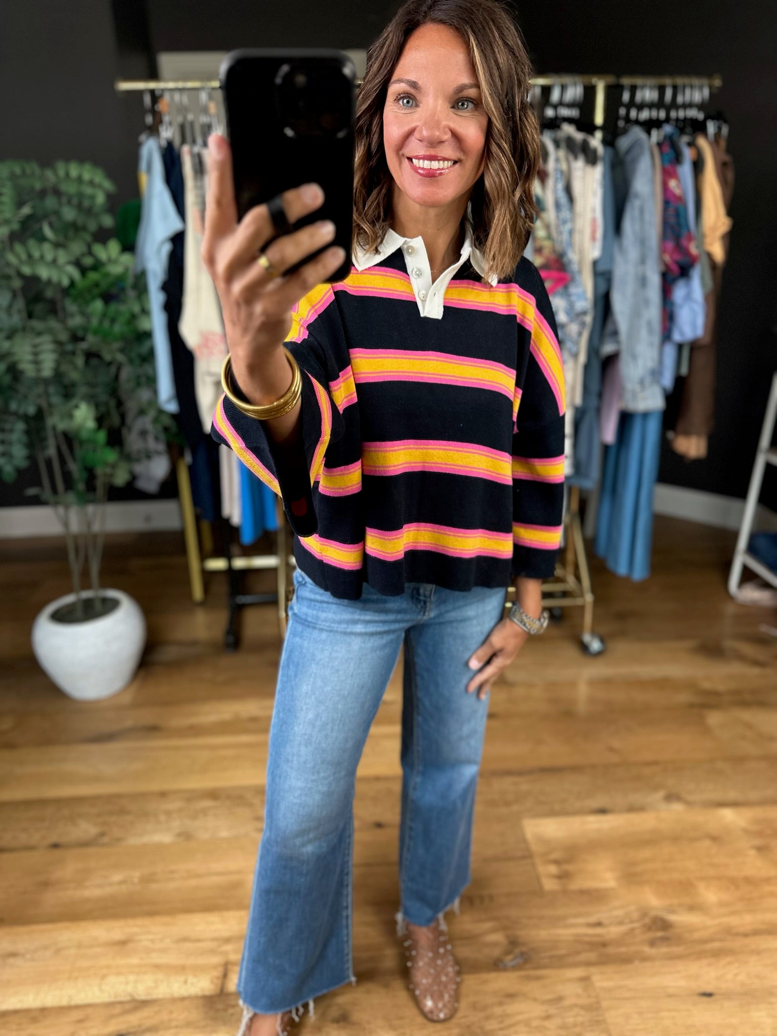 Know The Deal Rugby Polo-Long Sleeves-ee:some-Anna Kaytes Boutique, Women's Fashion Boutique in Grinnell, Iowa