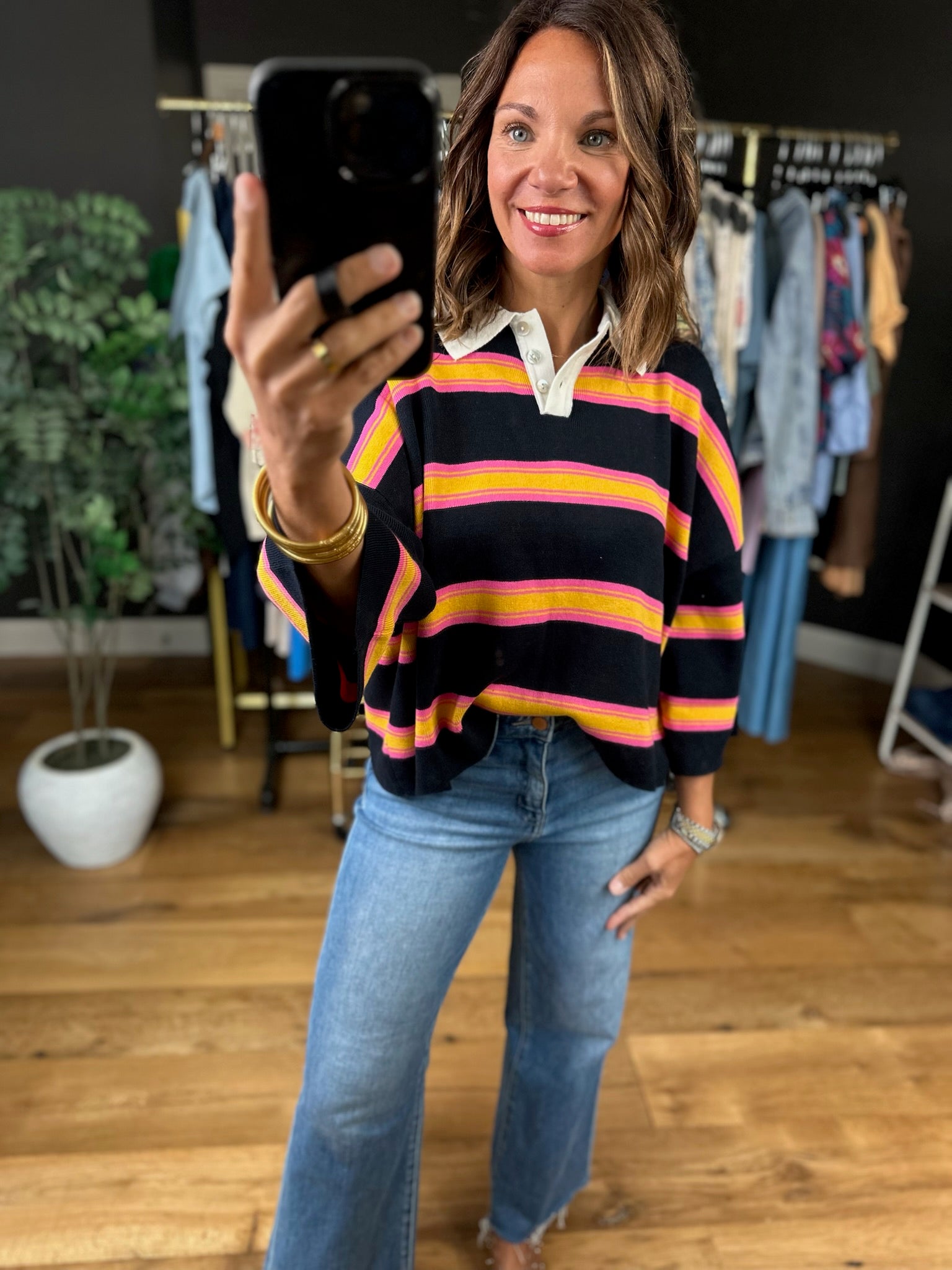 Know The Deal Rugby Polo-Long Sleeves-ee:some-Anna Kaytes Boutique, Women's Fashion Boutique in Grinnell, Iowa