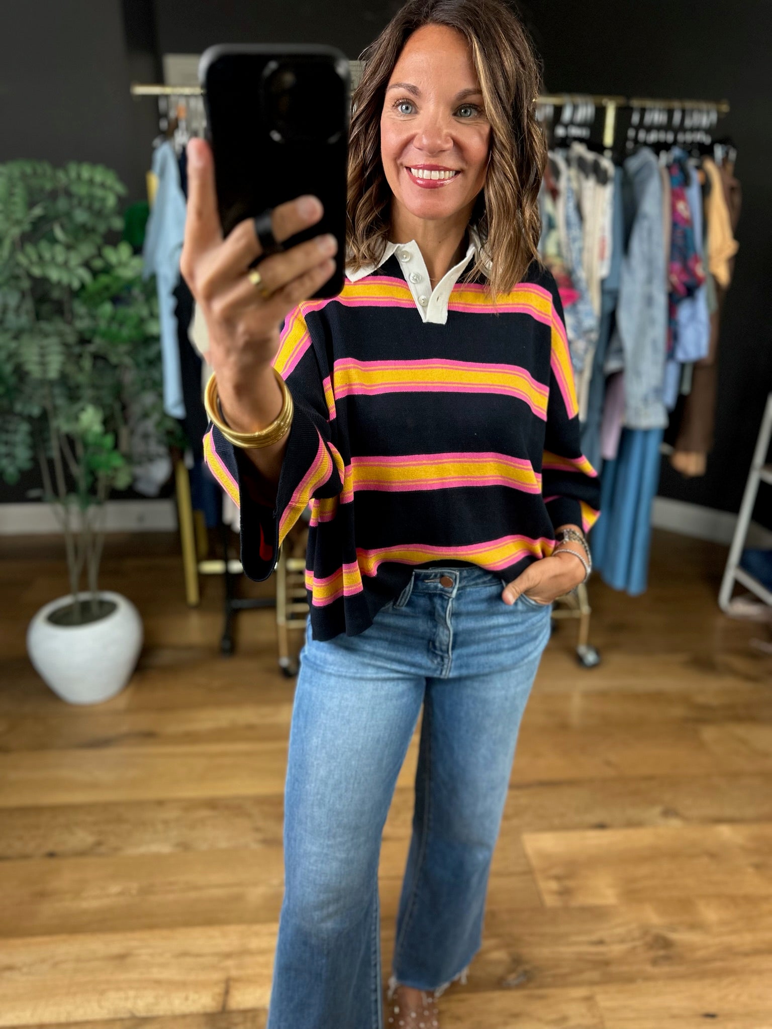 Know The Deal Rugby Polo-Long Sleeves-ee:some-Anna Kaytes Boutique, Women's Fashion Boutique in Grinnell, Iowa