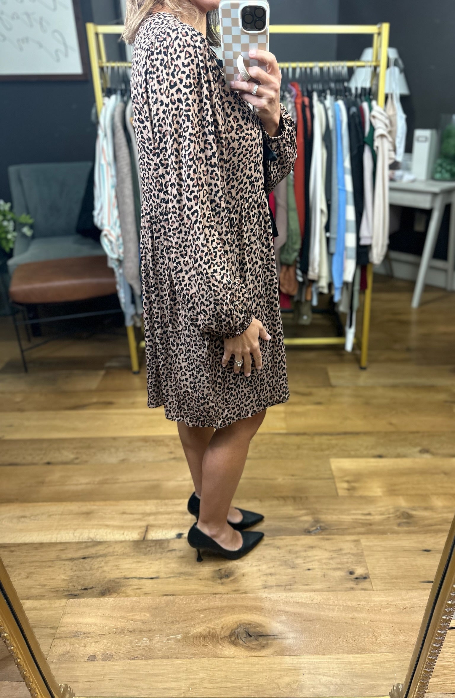 Dress You Up Animal Print Bow Dress-Entro-Anna Kaytes Boutique, Women's Fashion Boutique in Grinnell, Iowa