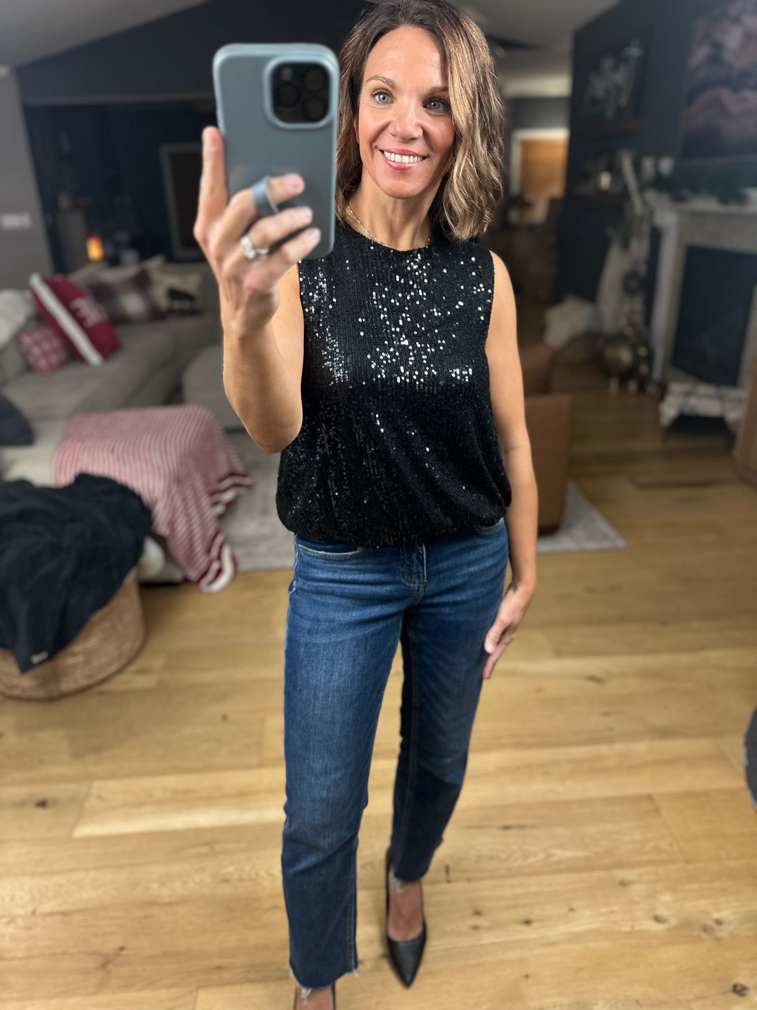 In The Spotlight Sequin Top-Short Sleeves-Saints & Hearts-Anna Kaytes Boutique, Women's Fashion Boutique in Grinnell, Iowa