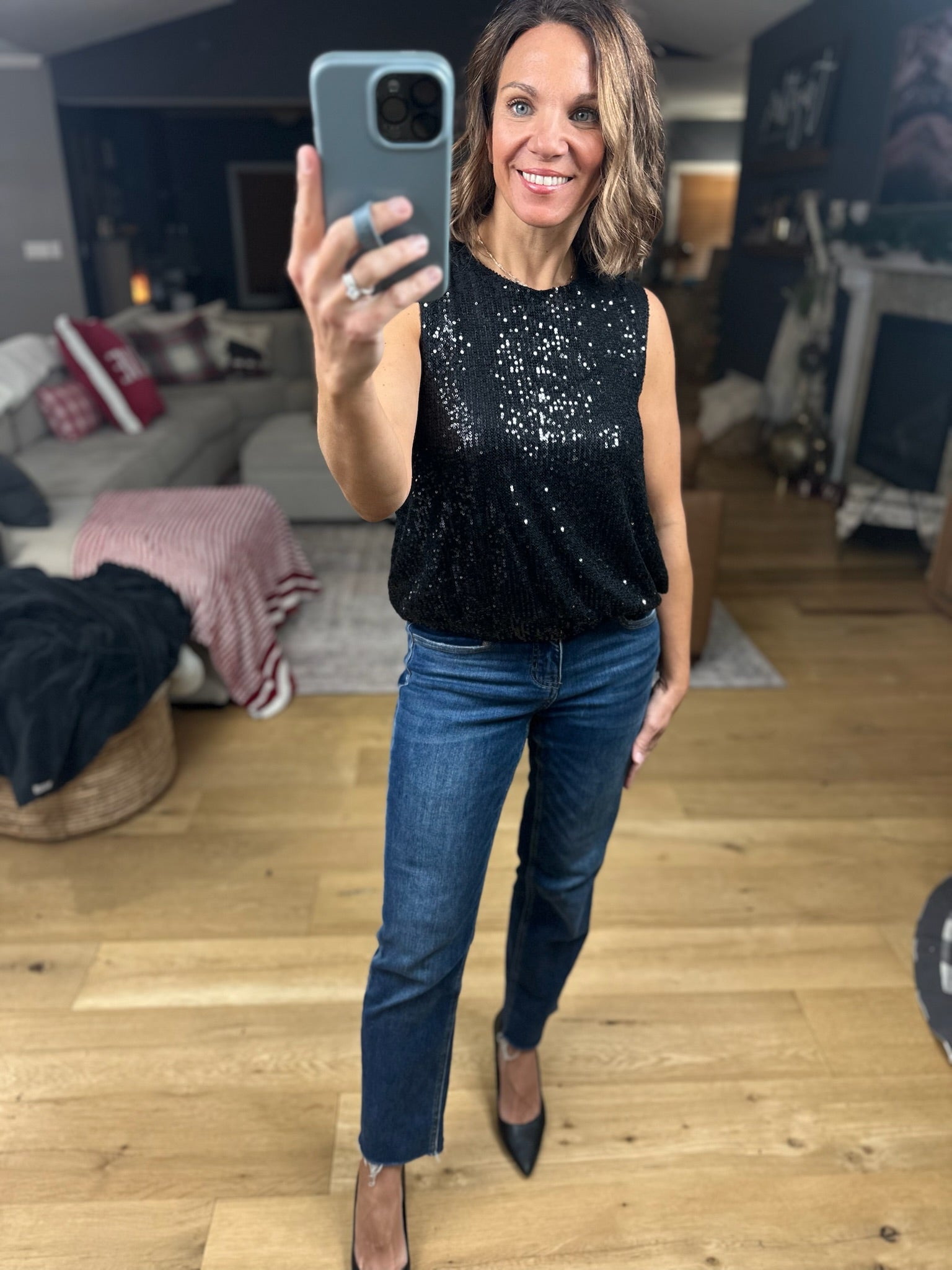 In The Spotlight Sequin Top-Short Sleeves-Saints & Hearts-Anna Kaytes Boutique, Women's Fashion Boutique in Grinnell, Iowa