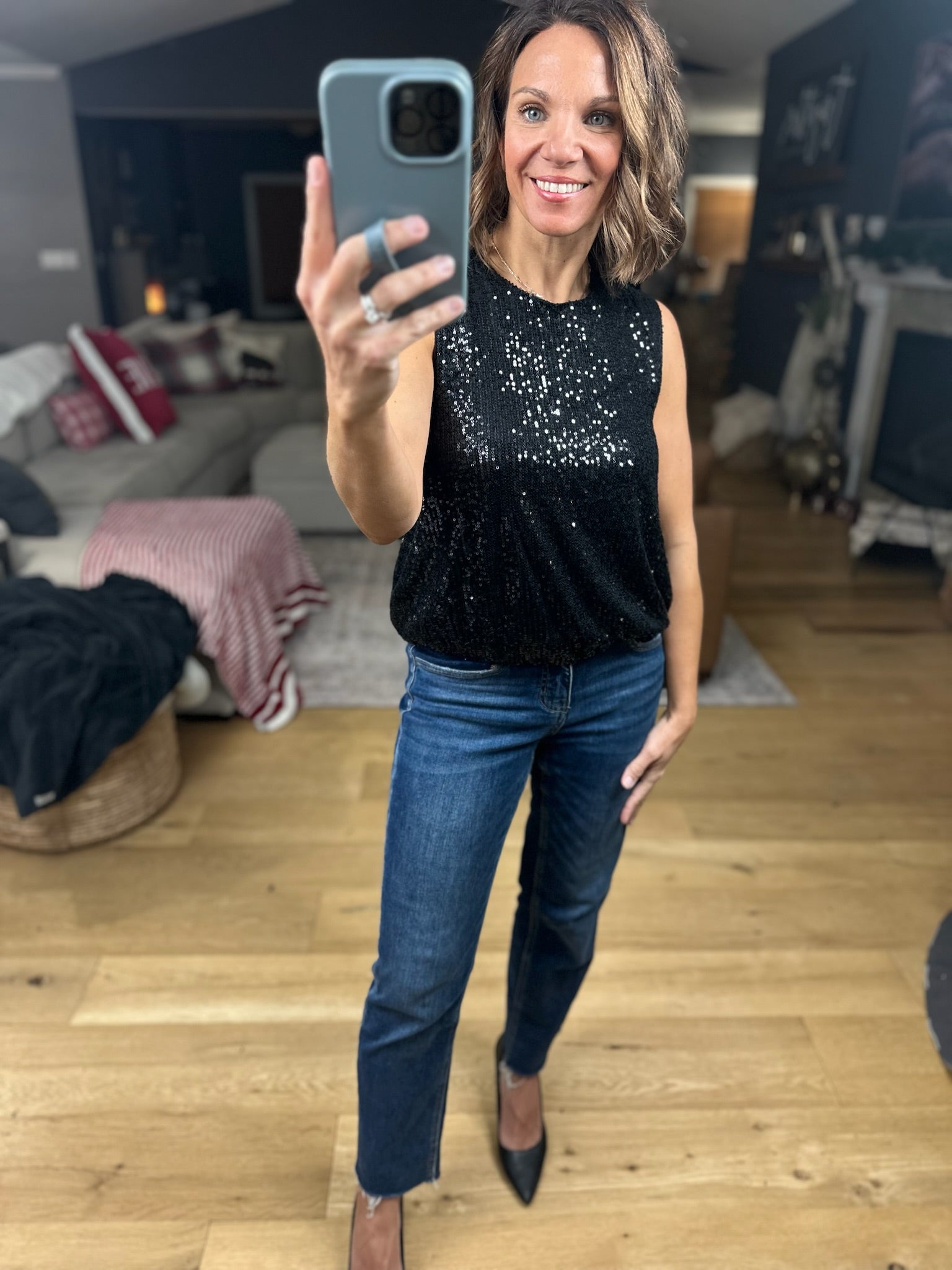 In The Spotlight Sequin Top-Short Sleeves-Saints & Hearts-Anna Kaytes Boutique, Women's Fashion Boutique in Grinnell, Iowa