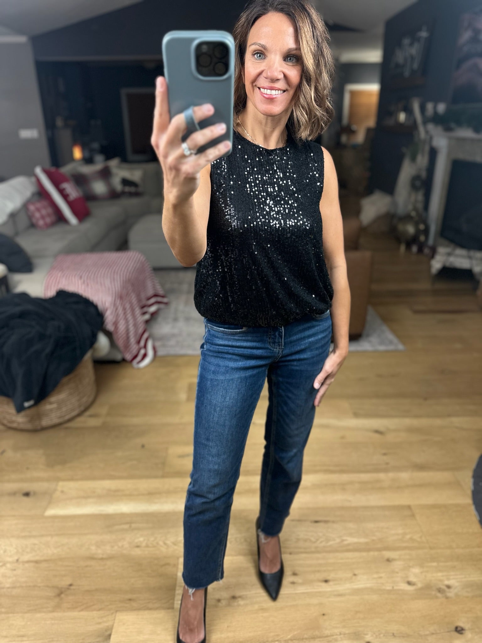 In The Spotlight Sequin Top-Short Sleeves-Saints & Hearts-Anna Kaytes Boutique, Women's Fashion Boutique in Grinnell, Iowa