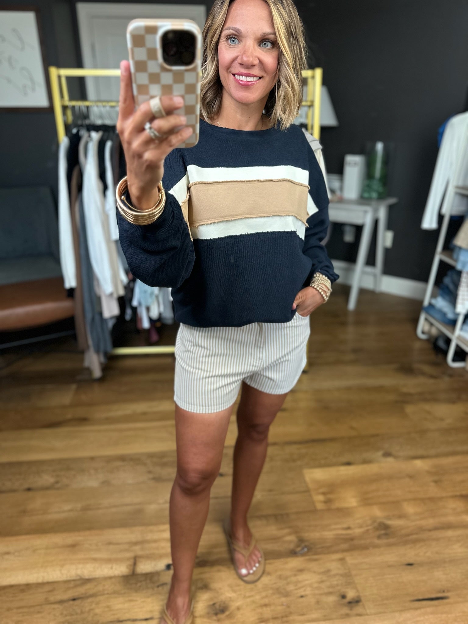 Rest Of Your Life Raw Patched Crewneck Sweatshirt - Navy-Aemi & Co-Anna Kaytes Boutique, Women's Fashion Boutique in Grinnell, Iowa