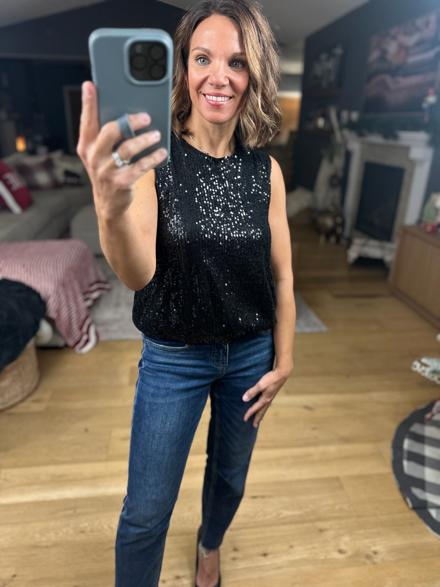 In The Spotlight Sequin Top-Short Sleeves-Saints & Hearts-Anna Kaytes Boutique, Women's Fashion Boutique in Grinnell, Iowa