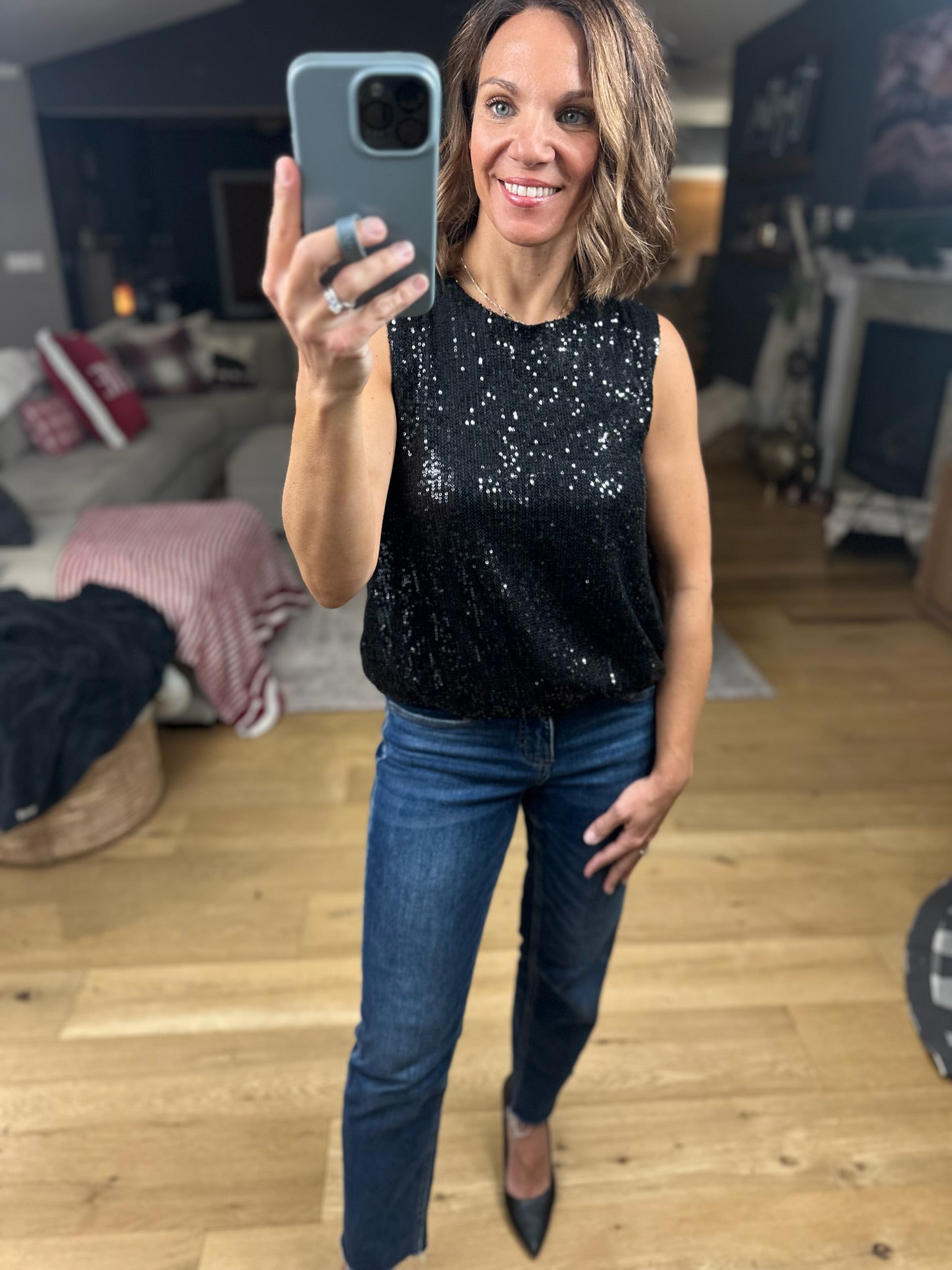 In The Spotlight Sequin Top-Short Sleeves-Saints & Hearts-Anna Kaytes Boutique, Women's Fashion Boutique in Grinnell, Iowa