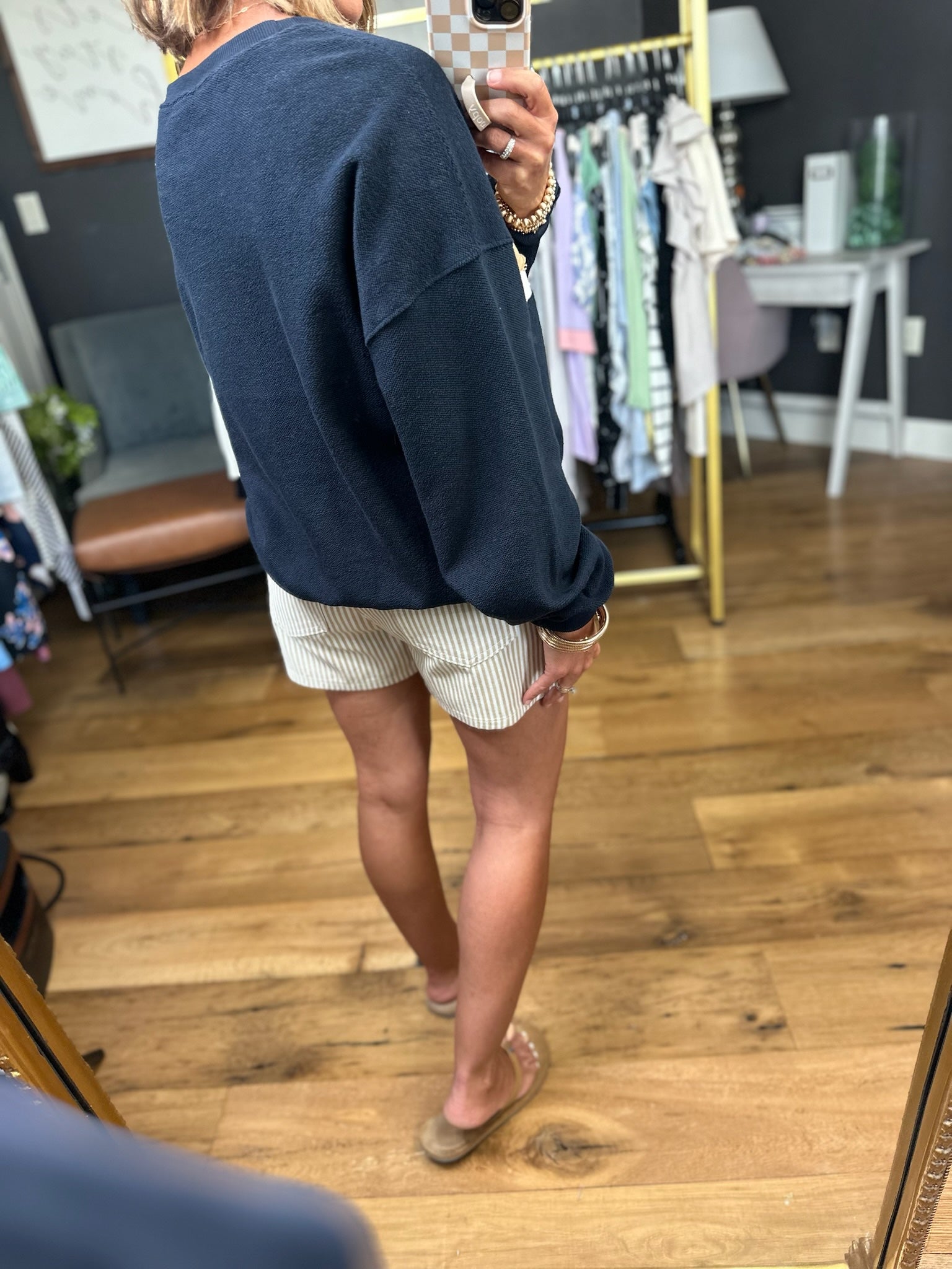 Rest Of Your Life Raw Patched Crewneck Sweatshirt - Navy-Aemi & Co-Anna Kaytes Boutique, Women's Fashion Boutique in Grinnell, Iowa