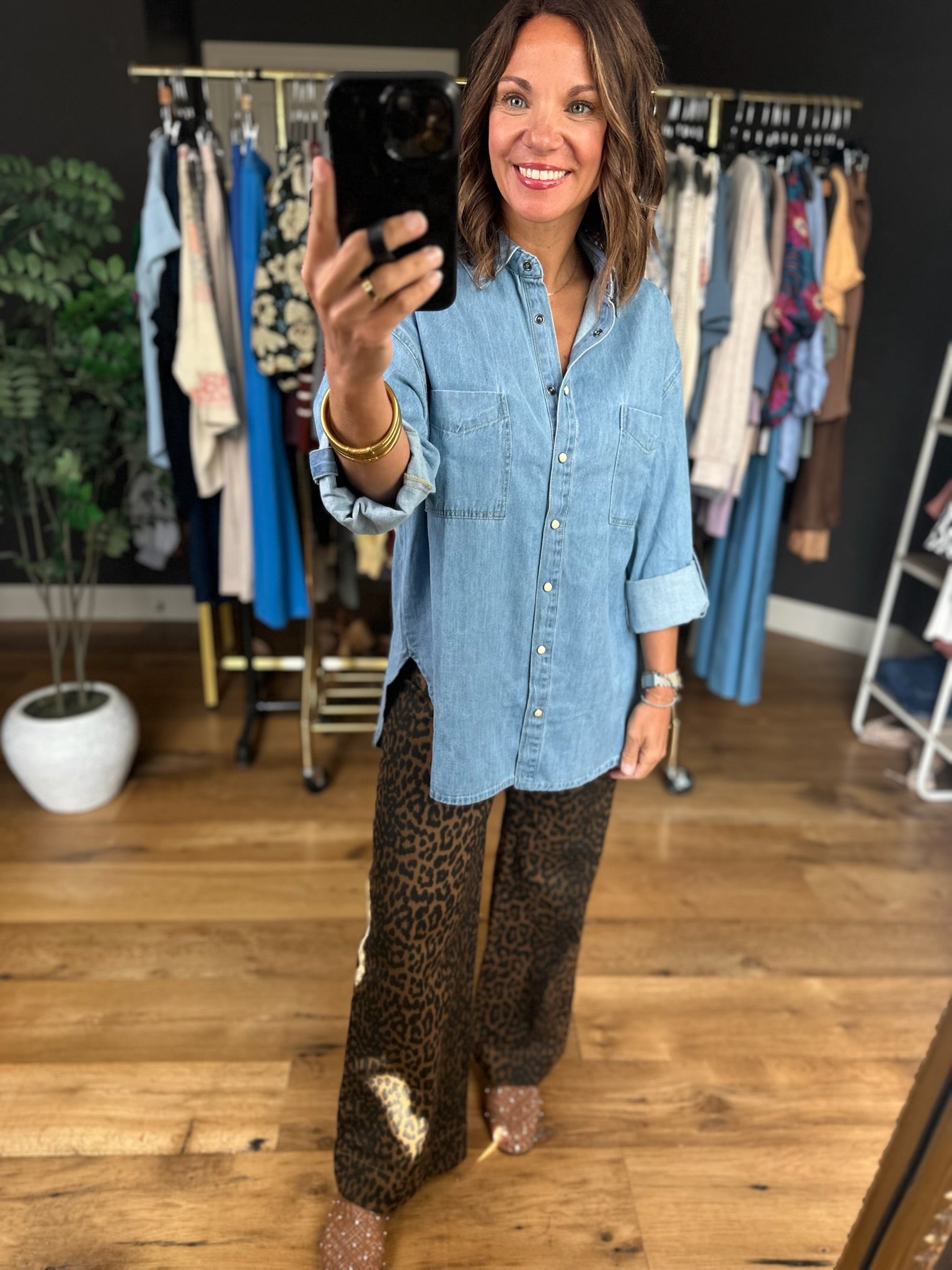 The Real Winner Button-Down Top-Long Sleeves-Blu Pepper-Anna Kaytes Boutique, Women's Fashion Boutique in Grinnell, Iowa