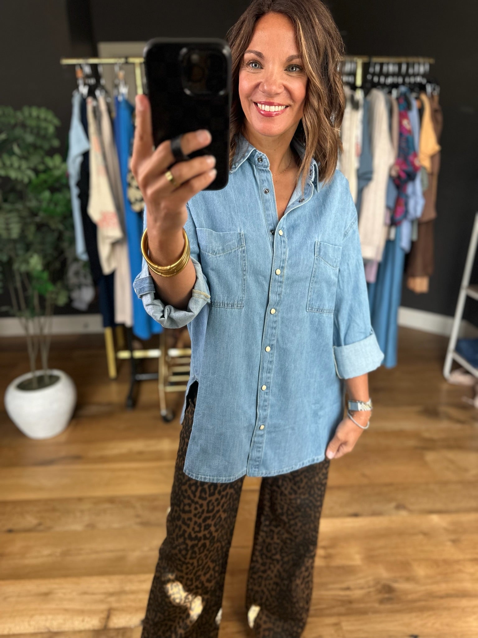 The Real Winner Button-Down Top-Long Sleeves-Blu Pepper-Anna Kaytes Boutique, Women's Fashion Boutique in Grinnell, Iowa