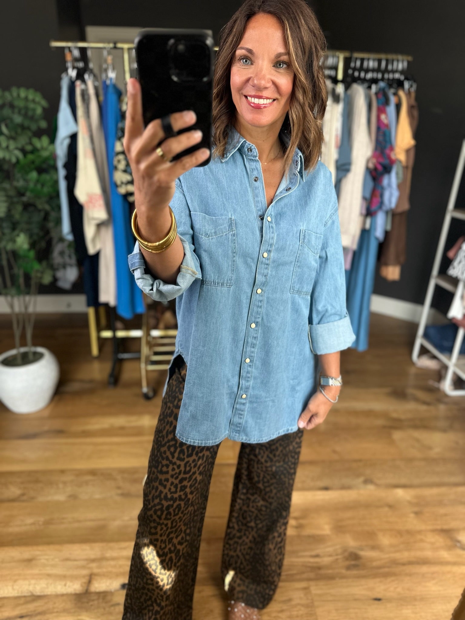 The Real Winner Button-Down Top-Long Sleeves-Blu Pepper-Anna Kaytes Boutique, Women's Fashion Boutique in Grinnell, Iowa