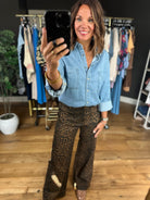 The Katie Leopard Denim-Pants-Umgee-Anna Kaytes Boutique, Women's Fashion Boutique in Grinnell, Iowa