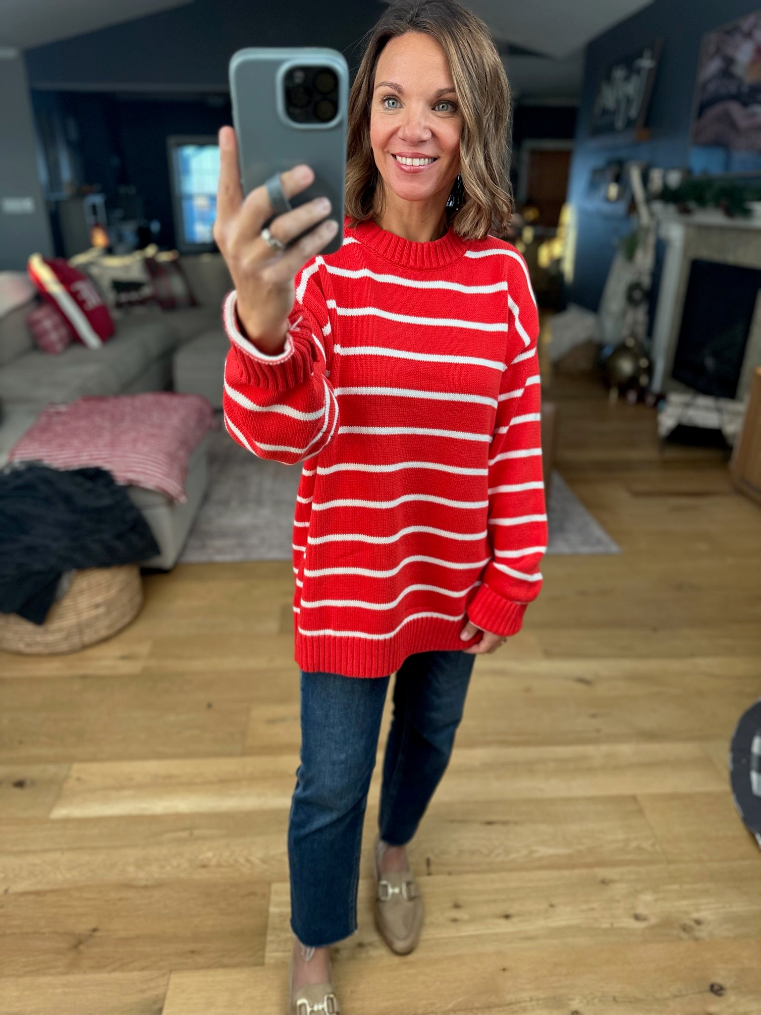 In The Right Place Striped Sweater - Chili-Sweaters-Wishlist-Anna Kaytes Boutique, Women's Fashion Boutique in Grinnell, Iowa