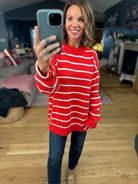 In The Right Place Striped Sweater - Chili-Sweaters-Wishlist-Anna Kaytes Boutique, Women's Fashion Boutique in Grinnell, Iowa