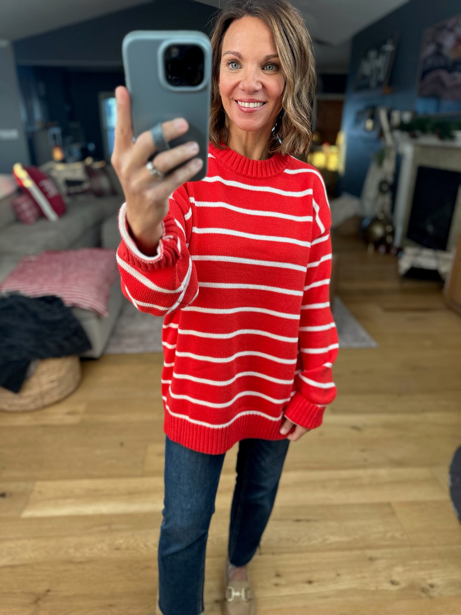 In The Right Place Striped Sweater - Chili-Sweaters-Wishlist-Anna Kaytes Boutique, Women's Fashion Boutique in Grinnell, Iowa