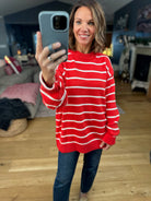 In The Right Place Striped Sweater - Chili-Sweaters-Wishlist-Anna Kaytes Boutique, Women's Fashion Boutique in Grinnell, Iowa