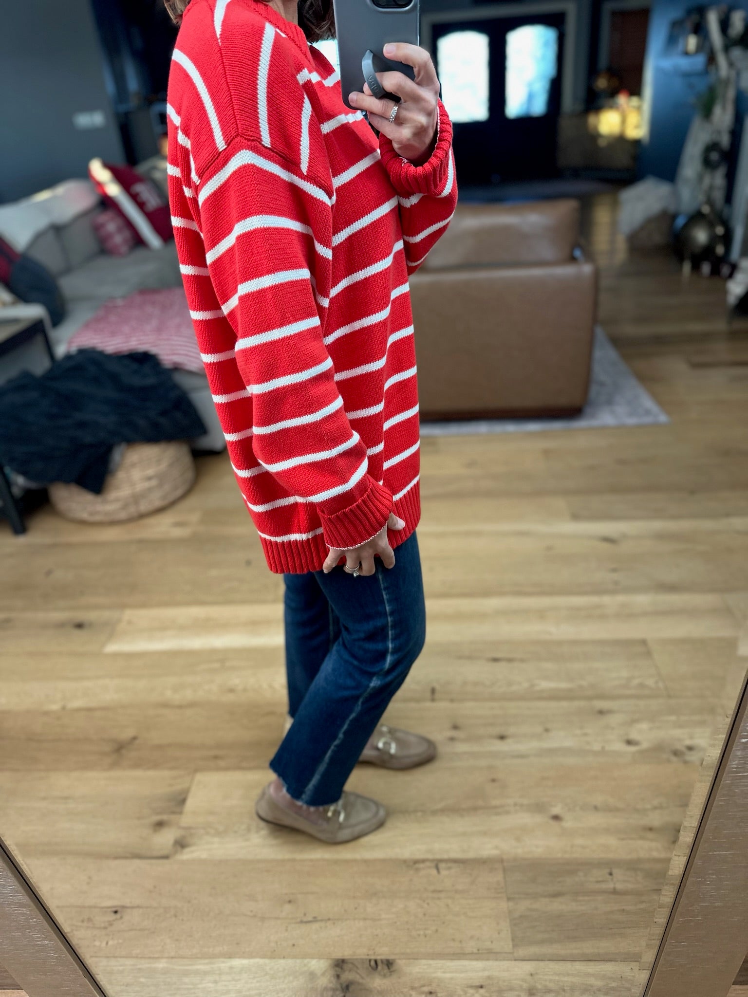 In The Right Place Striped Sweater - Chili-Sweaters-Wishlist-Anna Kaytes Boutique, Women's Fashion Boutique in Grinnell, Iowa