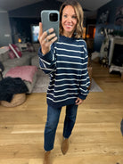 In The Right Place Striped Sweater - Navy-Sweaters-Wishlist-Anna Kaytes Boutique, Women's Fashion Boutique in Grinnell, Iowa