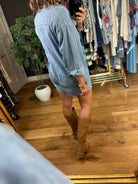Need You Around Denim Romper-Rompers-ee:some-Anna Kaytes Boutique, Women's Fashion Boutique in Grinnell, Iowa