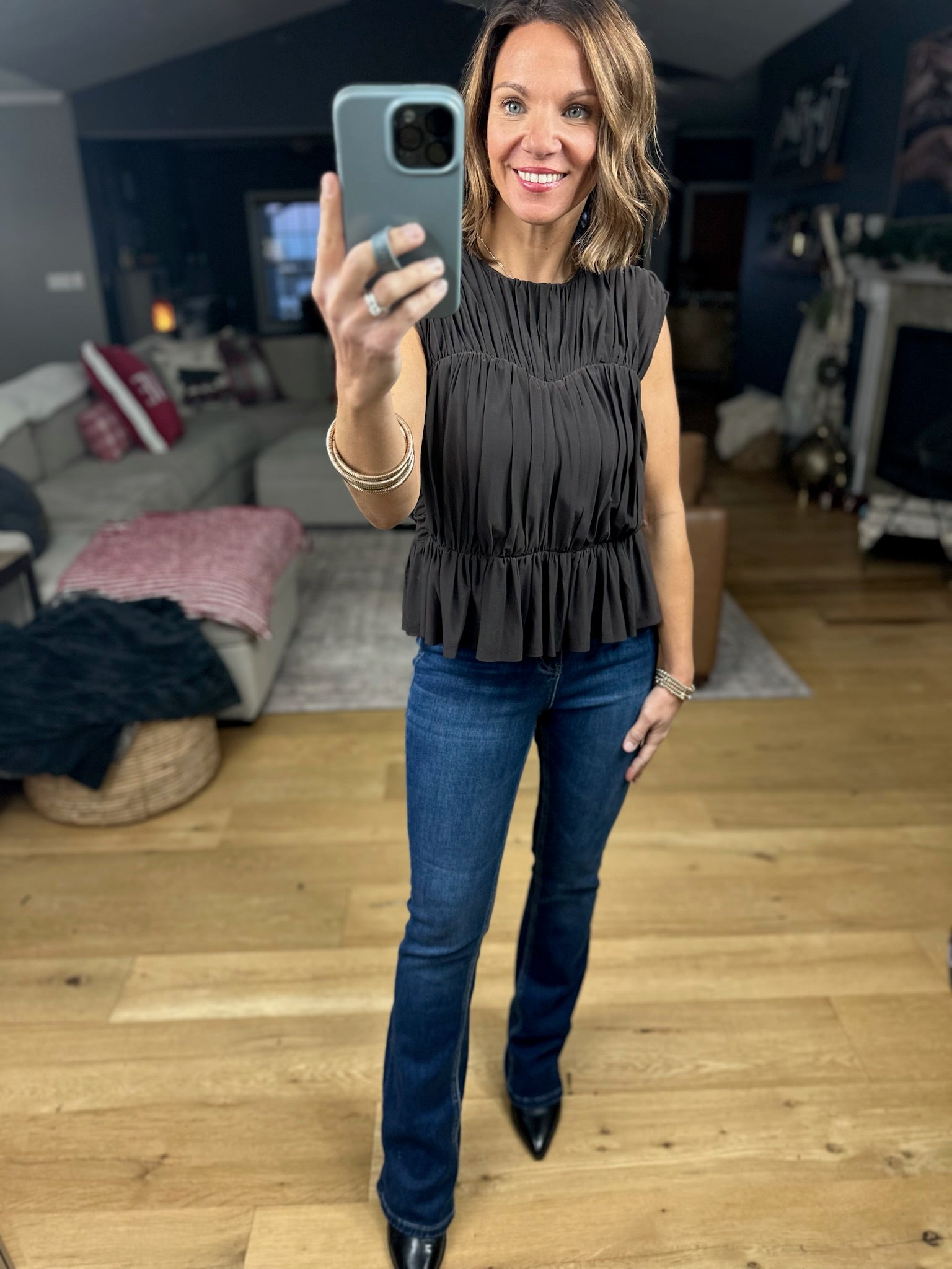 Kind Of Like This Tiered Peplum Top-Short Sleeves-Doe & Rae-Anna Kaytes Boutique, Women's Fashion Boutique in Grinnell, Iowa