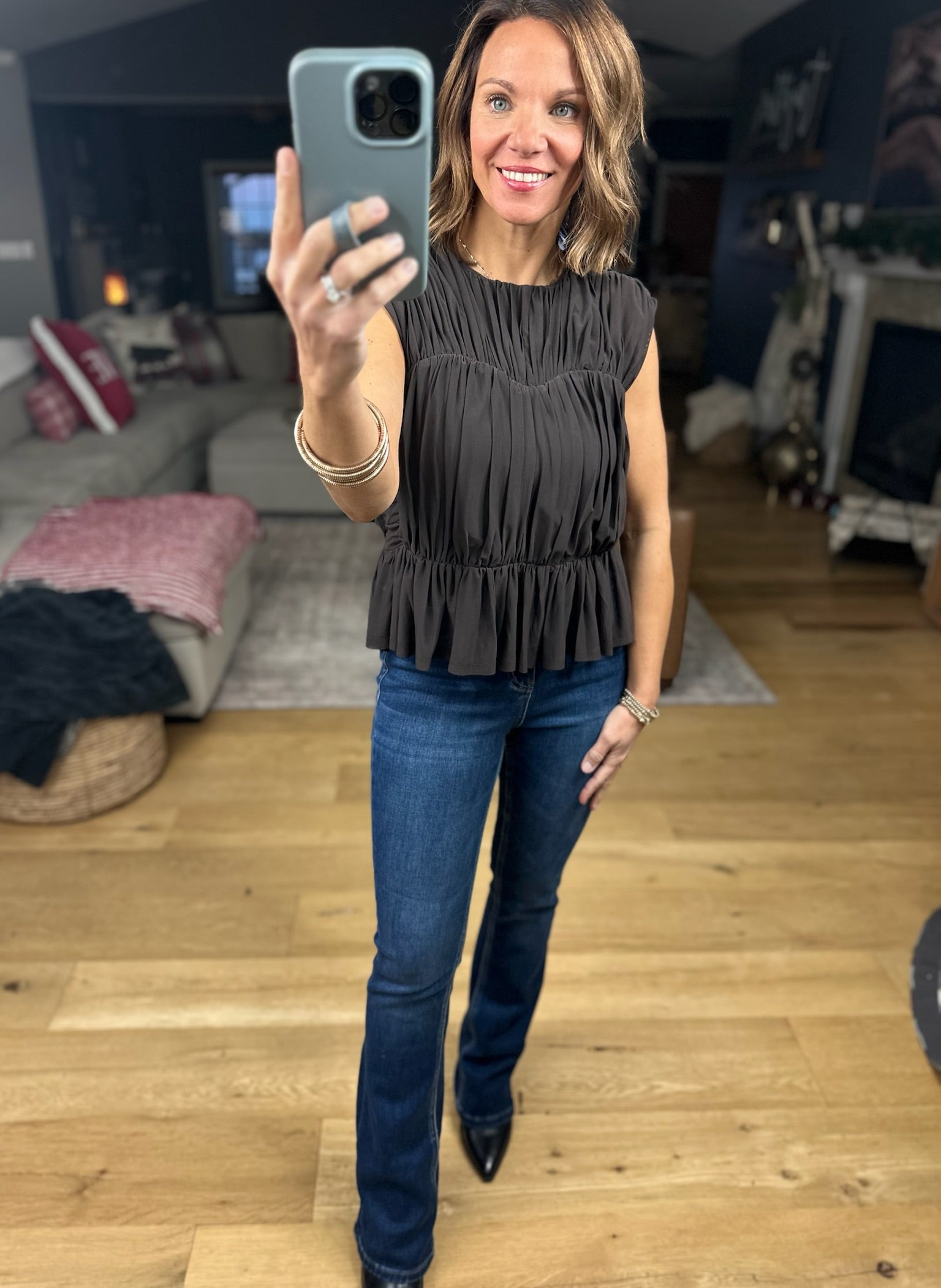 Kind Of Like This Tiered Peplum Top-Short Sleeves-Doe & Rae-Anna Kaytes Boutique, Women's Fashion Boutique in Grinnell, Iowa