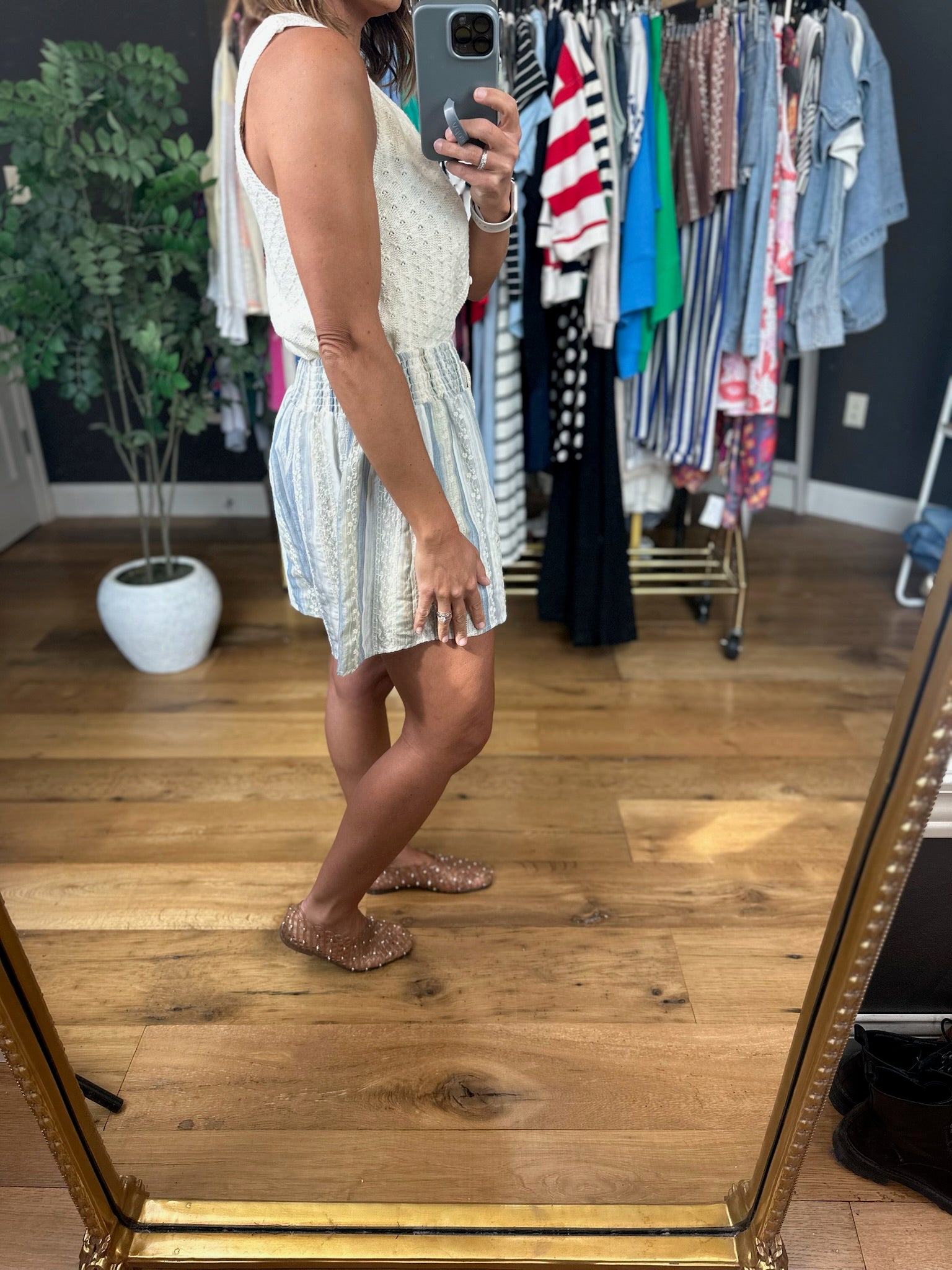 Soft Focus Striped Shorts-Shorts-Easel-Anna Kaytes Boutique, Women's Fashion Boutique in Grinnell, Iowa