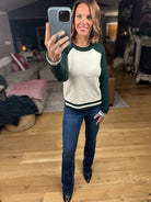 Stick With You Varsity Crewneck Sweater-Sweaters-Skies Are Blue-Anna Kaytes Boutique, Women's Fashion Boutique in Grinnell, Iowa