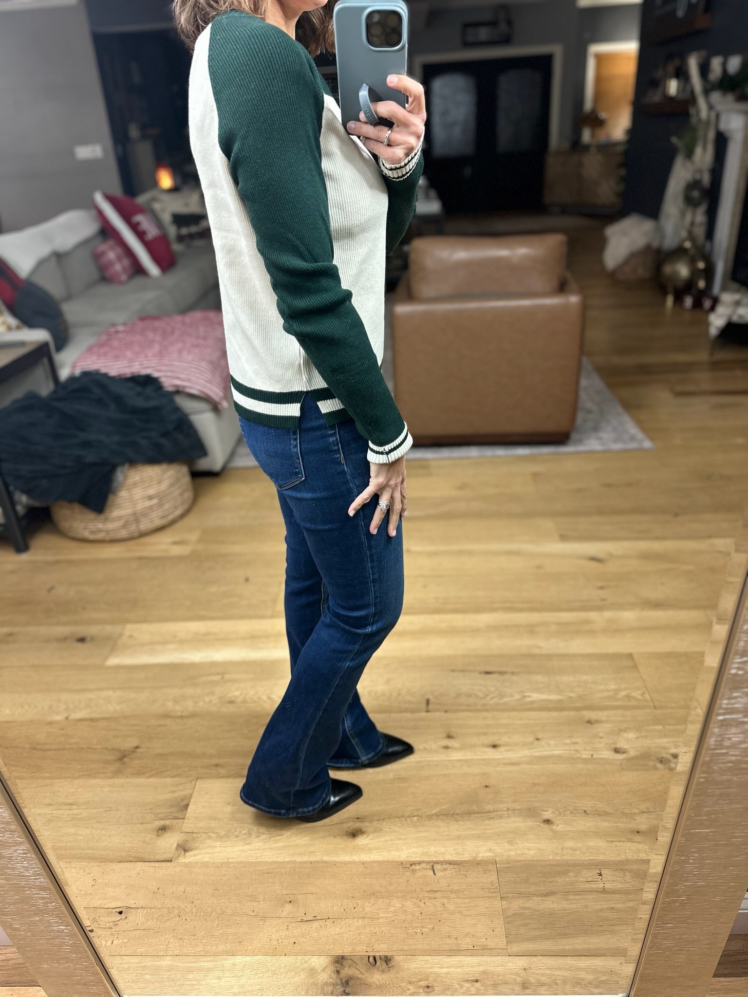 Stick With You Varsity Crewneck Sweater-Sweaters-Skies Are Blue-Anna Kaytes Boutique, Women's Fashion Boutique in Grinnell, Iowa